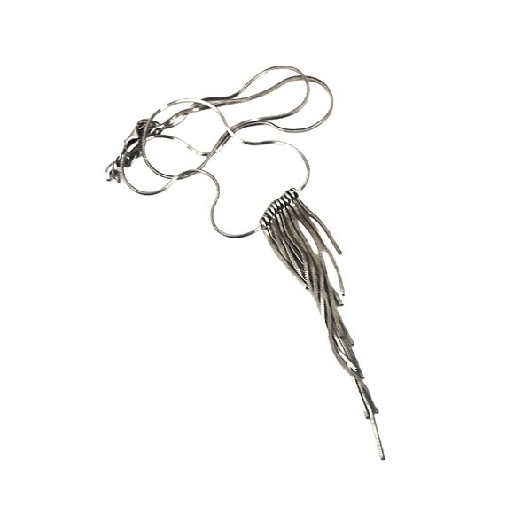 Sterling Silver Italy Long Tassel Pendant Necklace With Adjustable Chain For Wom - Picture 8 of 9